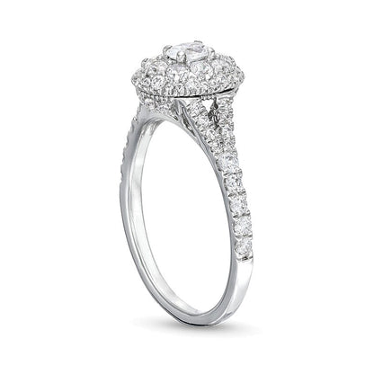 0.75 CT. TW Oval Multi-Diamond Split Shank Engagement Ring in 10K White Gold