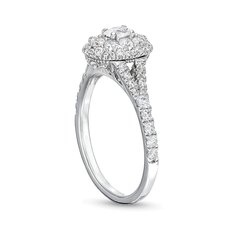 0.75 CT. TW Oval Multi-Diamond Split Shank Engagement Ring in 10K White Gold
