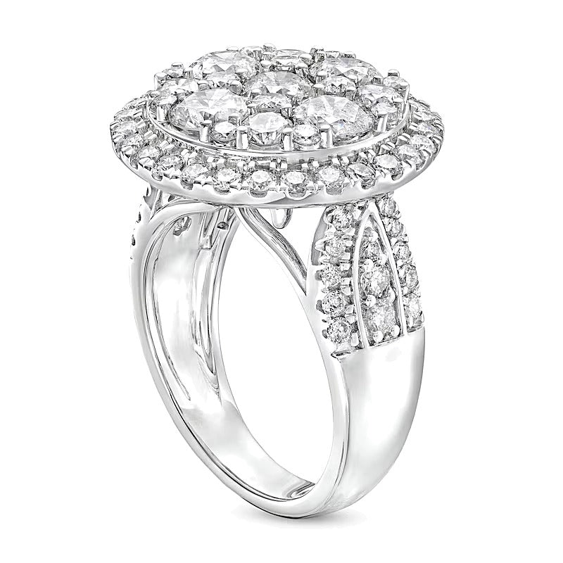 4.0 CT. TW Multi-Diamond Frame Multi-Row Engagement Ring in 14K White Gold