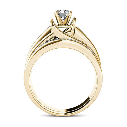 1.25 CT. TW Diamond Multi-Row Bridal Set in 14K Gold