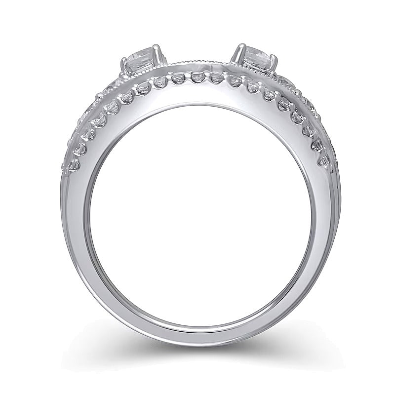 0.75 CT. TW Diamond Vintage-Style Solitaire Enhancer in 14K White Gold