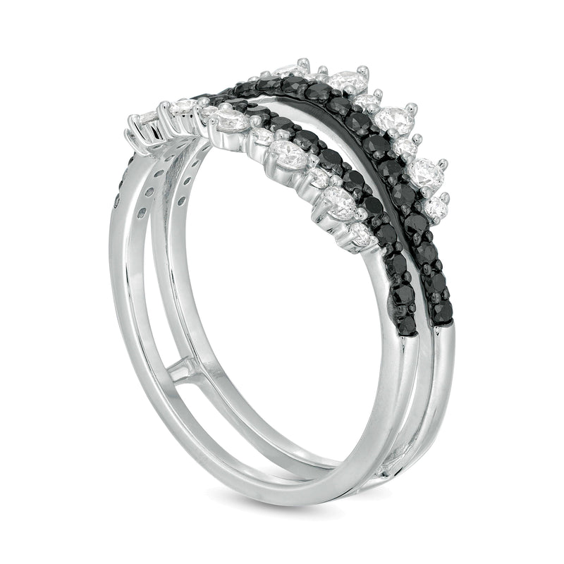 0.75 CT. TW Enhanced Black and White Diamond Tiara Style Solitaire Enhancer in 10K White Gold