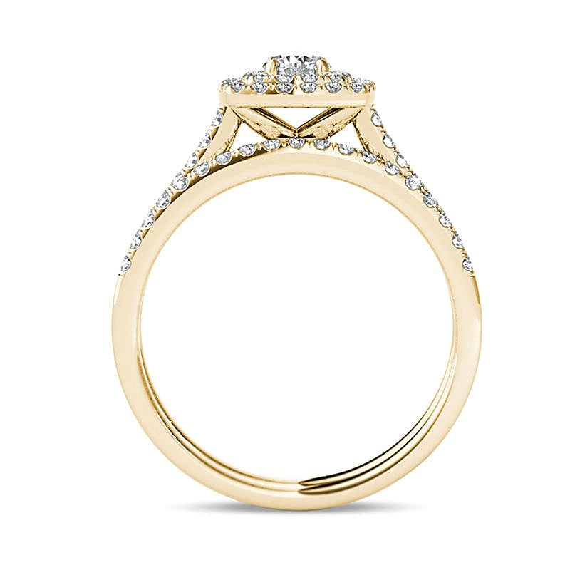 0.75 CT. TW Diamond Double Cushion Frame Bridal Set in 14K Gold