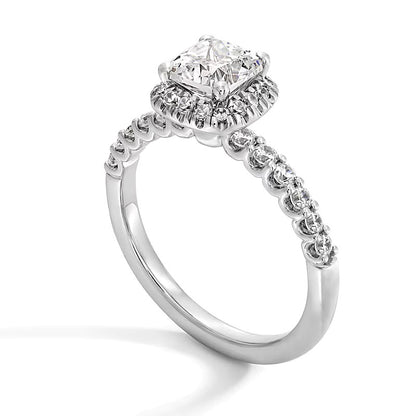 1.5 CT. TW Cushion-Cut Lab-Grown Diamond Frame Ring in 14K White Gold (F/SI2)