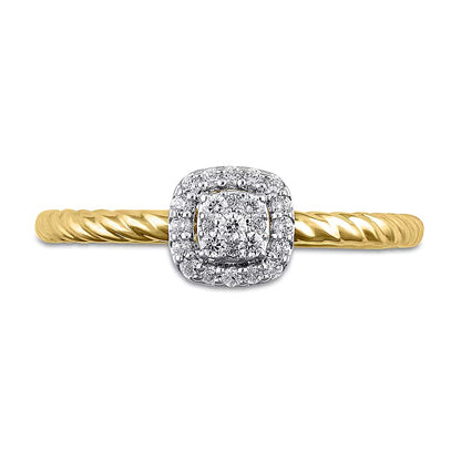 0.17 CT. TW Cushion Multi-Diamond Rope Shank Ring in 10K Gold