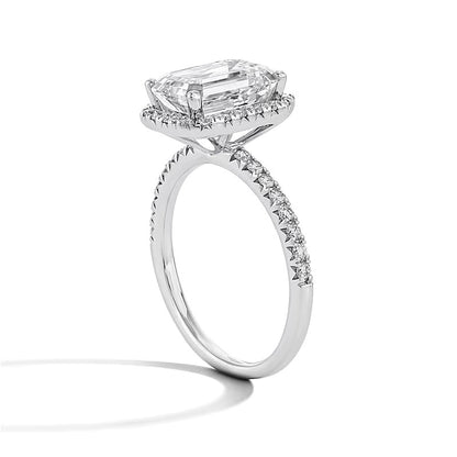 3.5 CT. TW Emerald-Cut Lab-Grown Diamond Frame Engagement Ring in 14K White Gold (F/VS2)