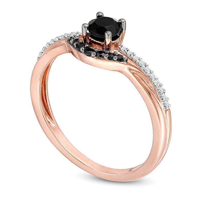 4.0mm Black Spinel and 0.05 CT. TW Diamond Contour Ring in 10K Rose Gold