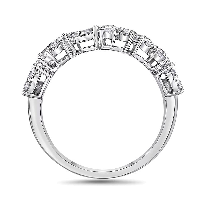 1.0 CT. TW Marquise and Pear Multi-Diamond Zig-Zag Ring in 10K White Gold