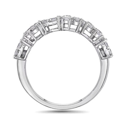 1.0 CT. TW Marquise and Pear Multi-Diamond Zig-Zag Ring in 10K White Gold