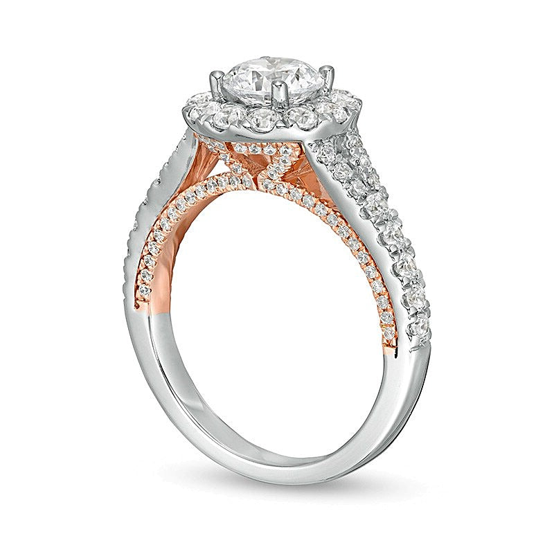 Previously Owned Zales Private Collection 2.0 CT. TW Diamond Frame Engagement Ring in 14K Two-Tone Gold (F/I1)