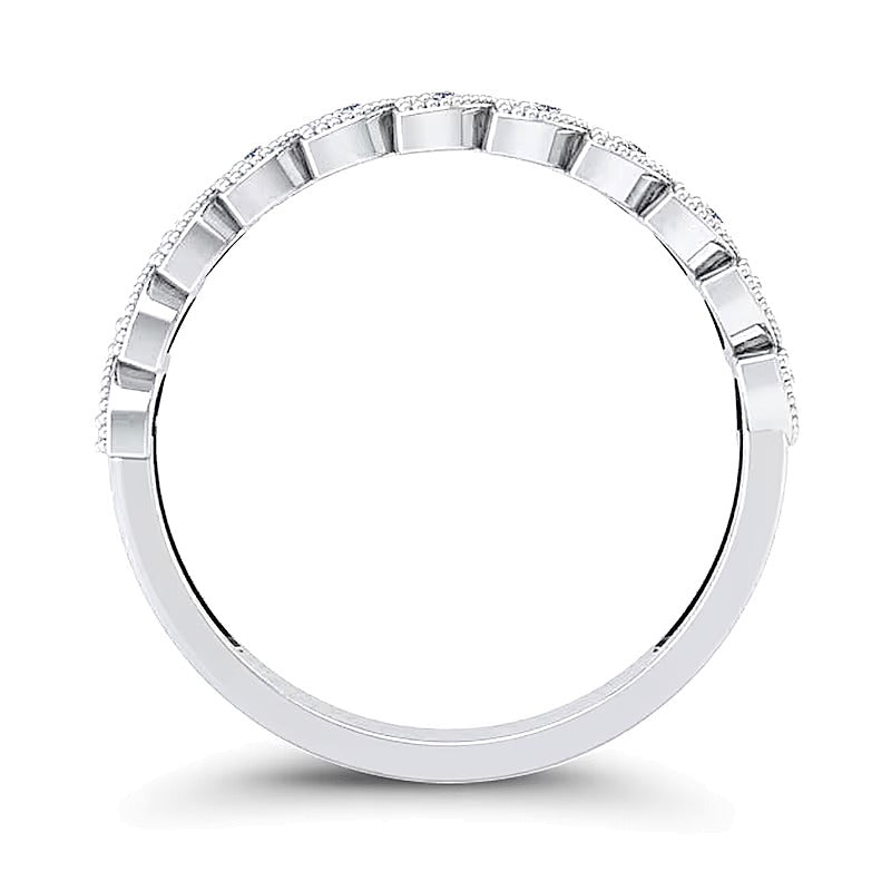 0.2 CT. TW Diamond Marquise Slant Vintage-Style Band in 10K White Gold