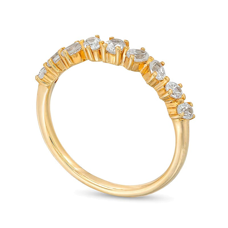 0.5 CT. TW Oval Diamond Alternating Nine Stone Anniversary Band in 14K Gold