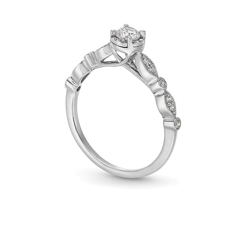 0.33 CT. T. W. Diamond Vintage-Style Engagement Ring in 14K White Gold