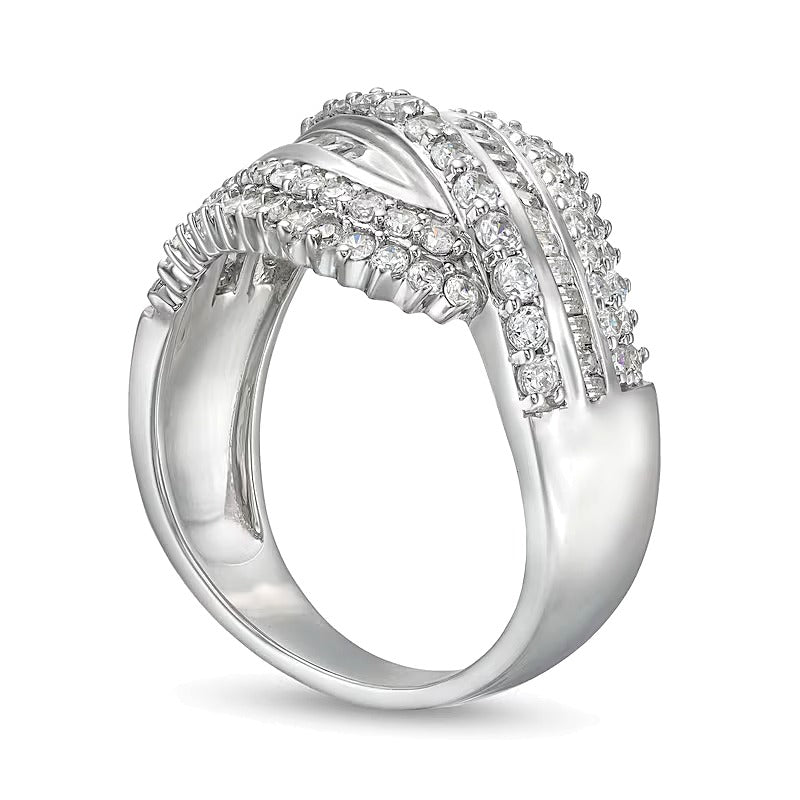 1.0 CT. TW Diamond Shadow Rolling Wave Ring in 10K White Gold