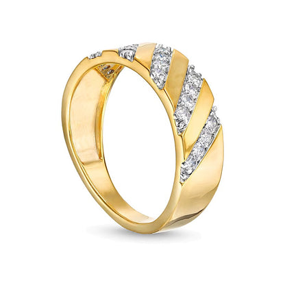 0.33 CT. TW Diamond Slant Row Band in 10K Gold