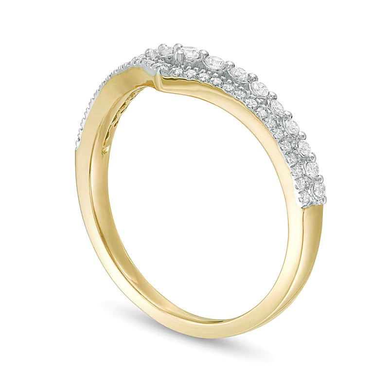 0.25 CT. TW Diamond Double Chevron Anniversary Band in 10K Gold