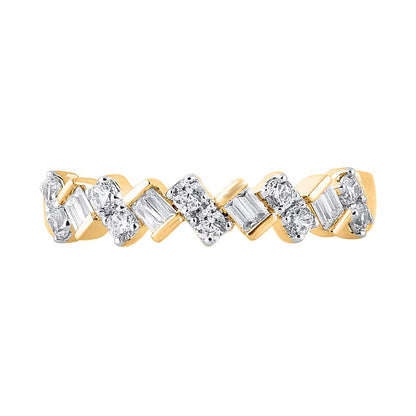 0.5 CT. TW Baguette and Round Diamond Zig-Zag Ring in 10K Gold