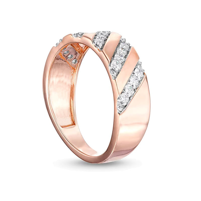 0.33 CT. TW Diamond Slant Row Band in 10K Rose Gold
