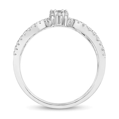 0.63 CT. TW Multi-Diamond Linear Flowers Open Shank Ring in 10K White Gold