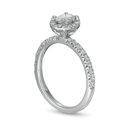 1.0 CT. TW Oval Diamond Frame Engagement Ring in 14K White Gold (I/I2)