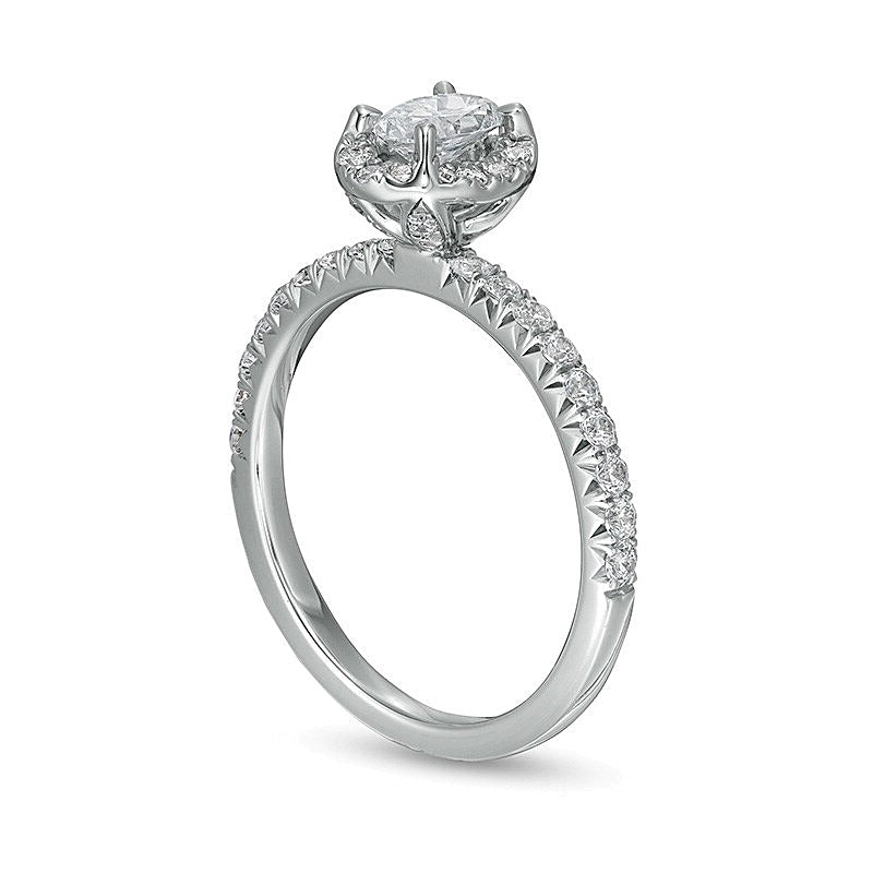 1.0 CT. TW Oval Diamond Frame Engagement Ring in 14K White Gold (I/I2)