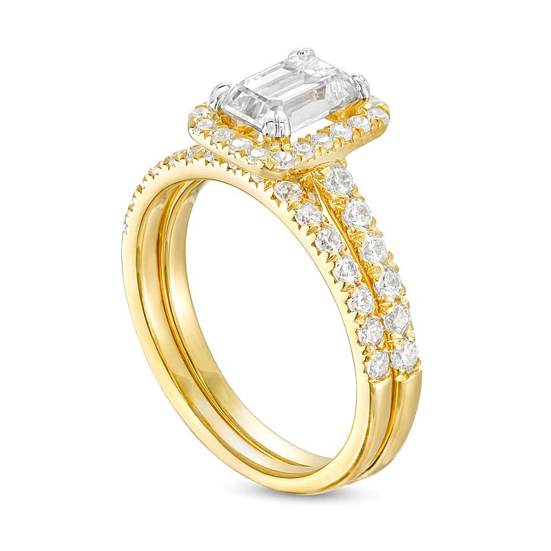 1.75 CT. TW Emerald-Cut Lab-Grown Diamond Frame Bridal Set in 14K Gold (I/SI2)