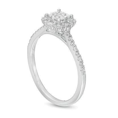 0.38 CT. TW Princess-Cut Quad Diamond Frame Engagement Ring in 10K White Gold