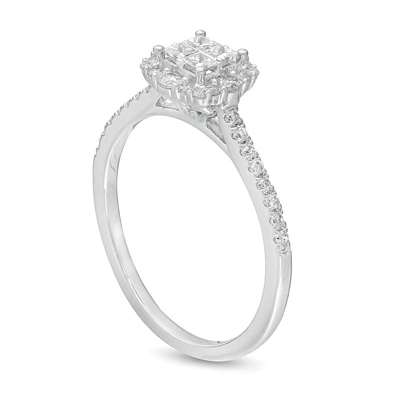 0.38 CT. TW Princess-Cut Quad Diamond Frame Engagement Ring in 10K White Gold