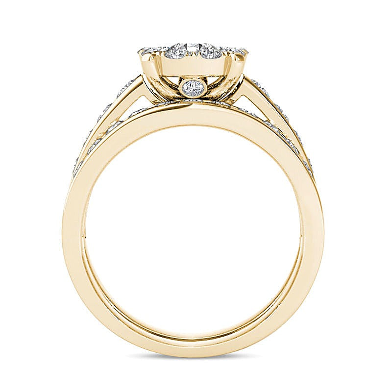1.5 CT. TW Diamond Frame Bridal Set in 14K Gold
