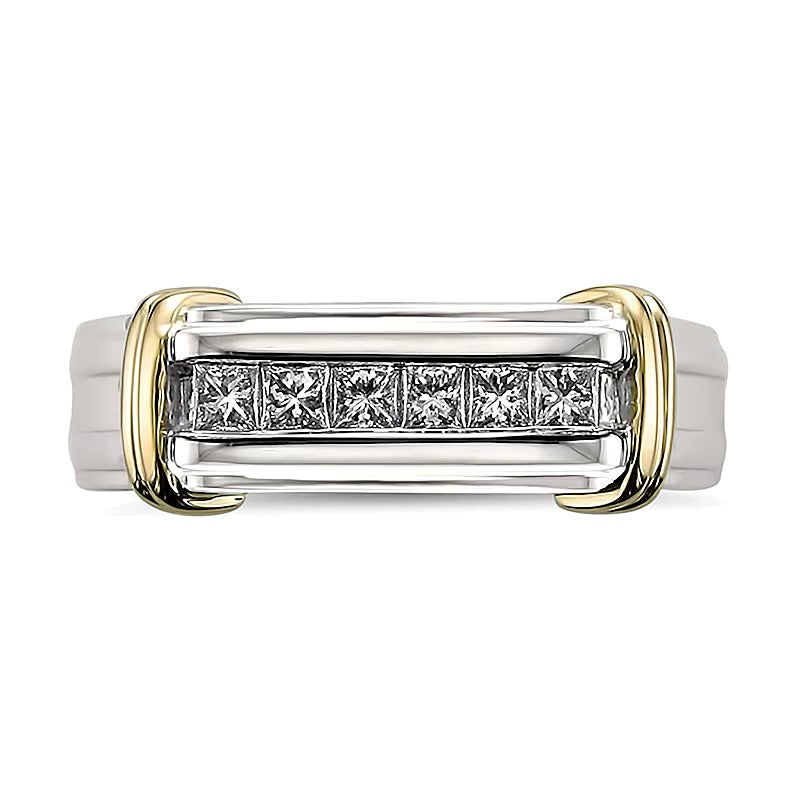 0.5 CT. TW Diamond Collar Ring in 14K Two-Tone Gold