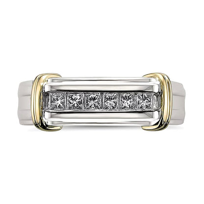 0.5 CT. TW Diamond Collar Ring in 14K Two-Tone Gold
