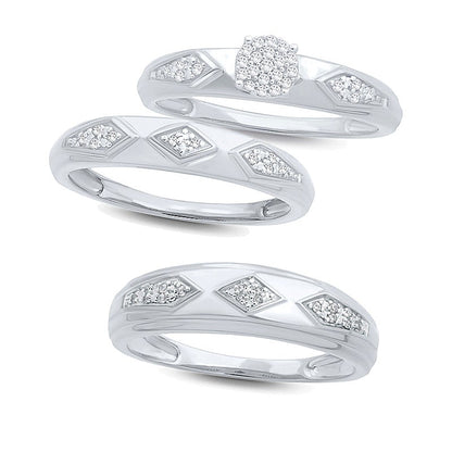 Diamond Accent Retro Geometric Wedding Band in 10K White Gold