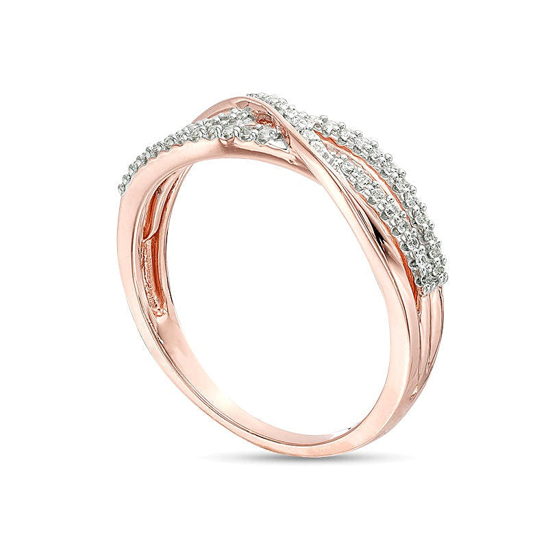 0.17 CT. TW Diamond Layered Crossover Anniversary Band in 10K Rose Gold