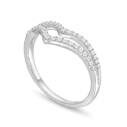 0.25 CT. TW Diamond Double Chevron Split Shank Anniversary Band in 10K White Gold