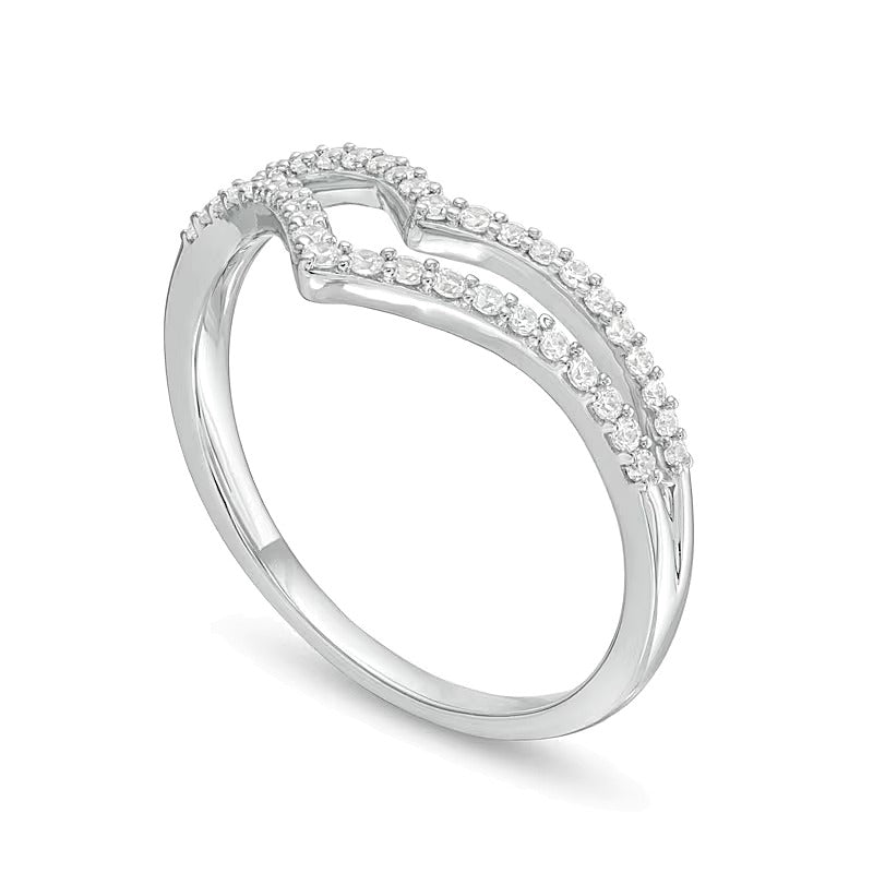 0.25 CT. TW Diamond Double Chevron Split Shank Anniversary Band in 10K White Gold