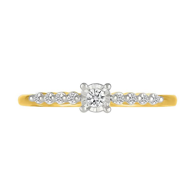 0.1 CT. TW Diamond Nine Stone Stackable Ring in 10K Gold