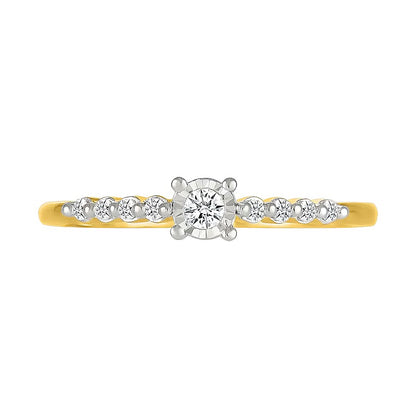 0.1 CT. TW Diamond Nine Stone Stackable Ring in 10K Gold