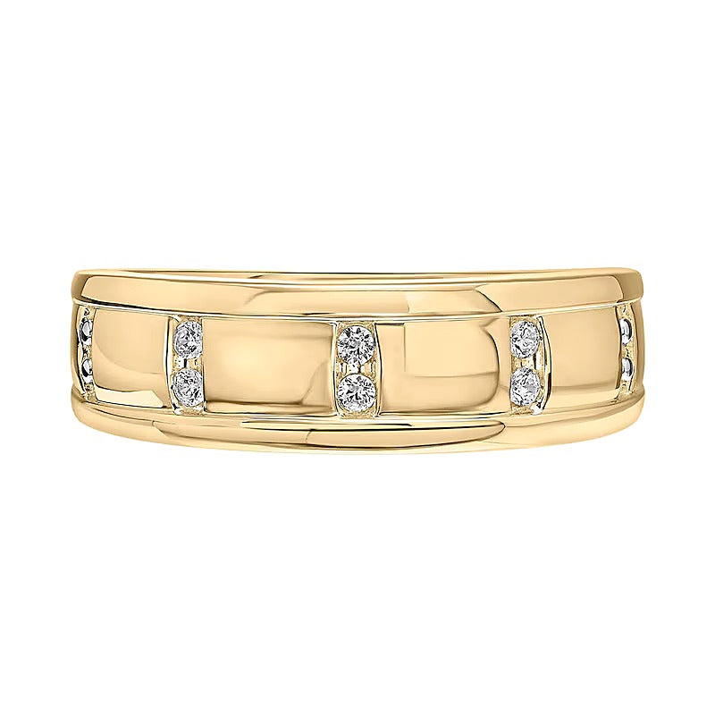 0.1 CT. TW Diamond Vertical Channel Band in 10K Gold