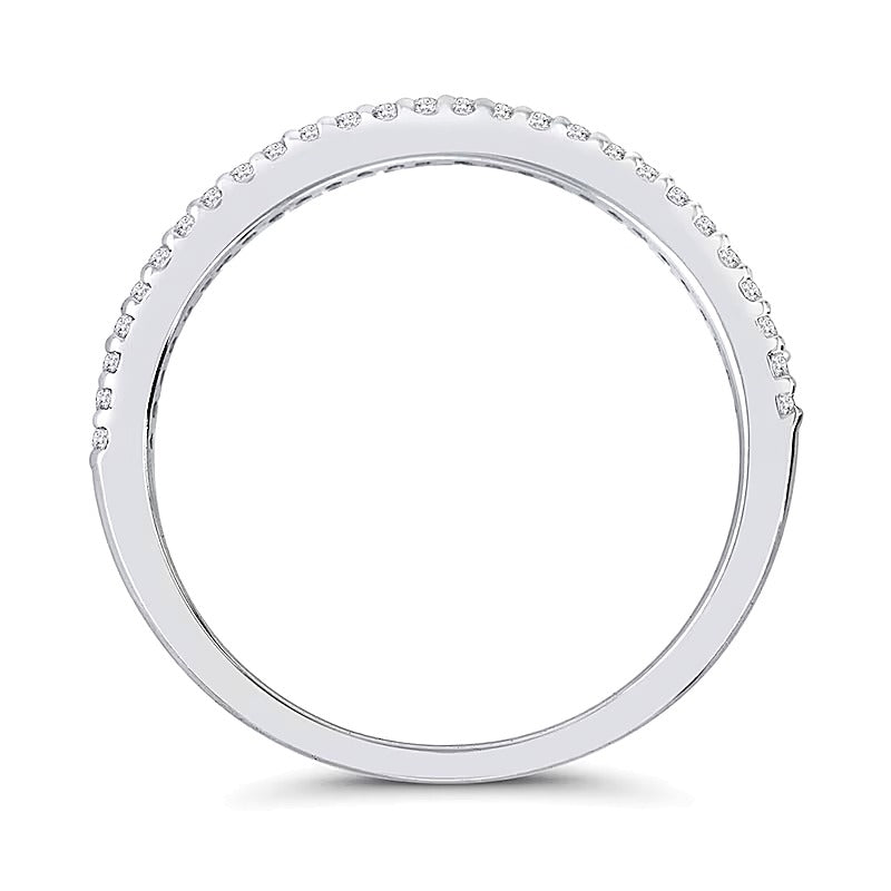 0.17 CT. TW Diamond Edge Split Double Row Ring in 10K White Gold