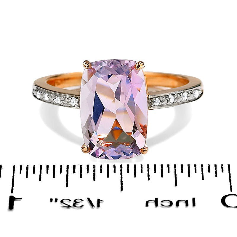 Cushion-Cut Amethyst and Diamond Accent Ring in 10K Rose Gold