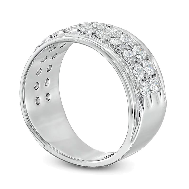 2.0 CT. TW Diamond Raised Double Row Anniversary Band in 10K White Gold