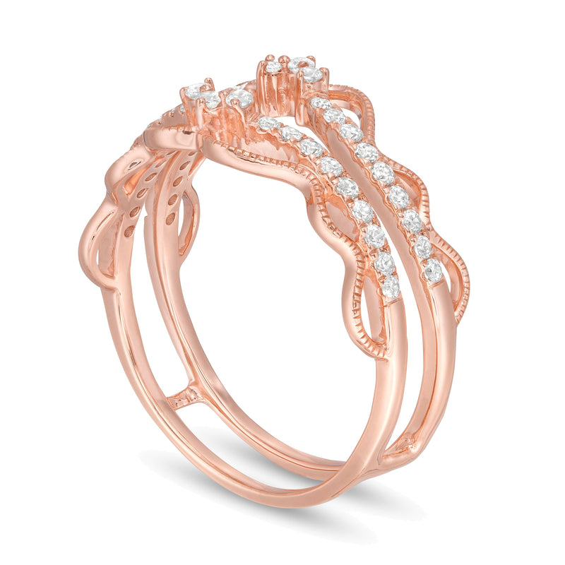 0.33 CT. TW Diamond Double Crown Vintage-Style Solitaire Enhancer in 10K Rose Gold