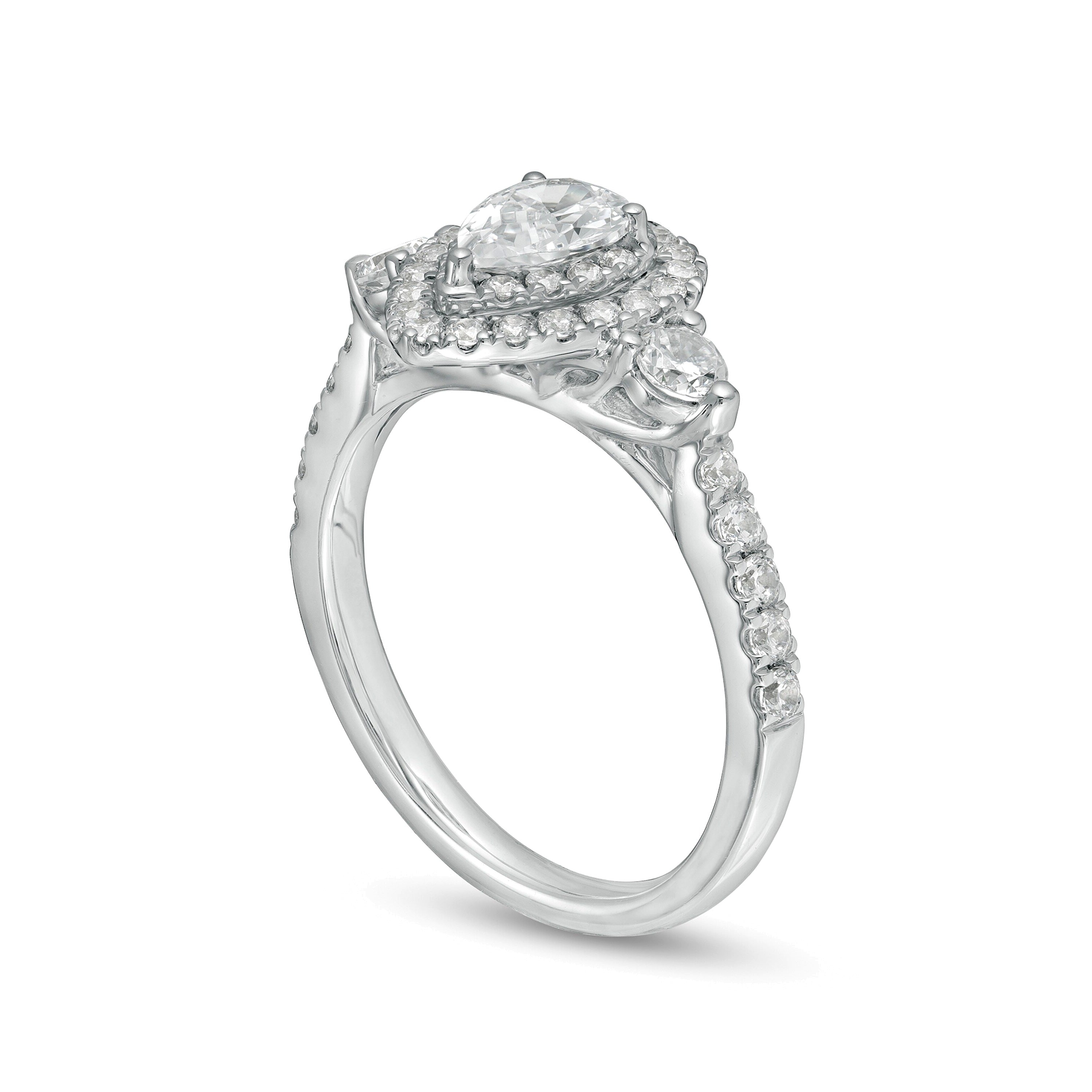 1.17 CT. TW Pear-Shaped Diamond Frame Past Present FutureÂ® Engagement Ring in 14K White Gold (I/I2)