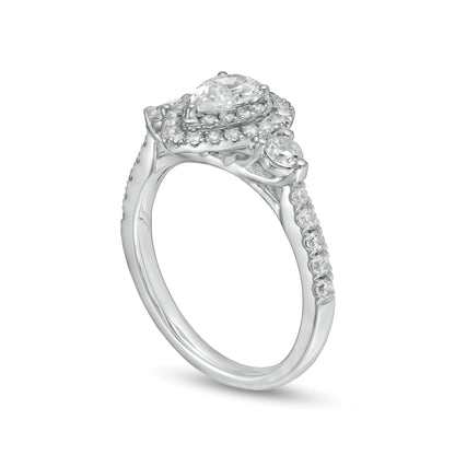 1.17 CT. TW Pear-Shaped Diamond Frame Past Present FutureÂ® Engagement Ring in 14K White Gold (I/I2)