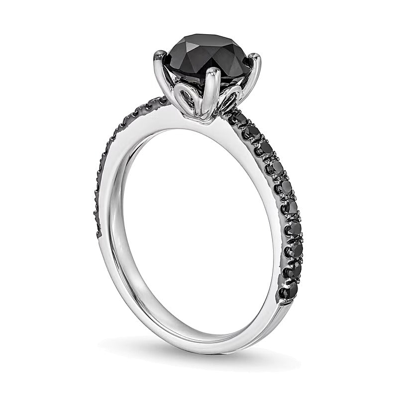 2.38 CT. TW Black Diamond Engagement Ring in 14K White Gold