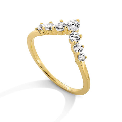 0.5 CT. TW Diamond Graduated Seven Stone Chevron Anniversary Band in 14K Gold