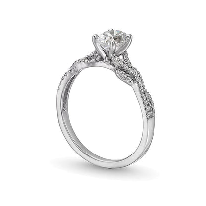 0.75 CT. TW Oval Diamond Twist Shank Engagement Ring in 14K White Gold