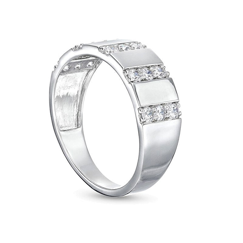 0.5 CT. TW Diamond Trio Linear Row Band in 10K White Gold