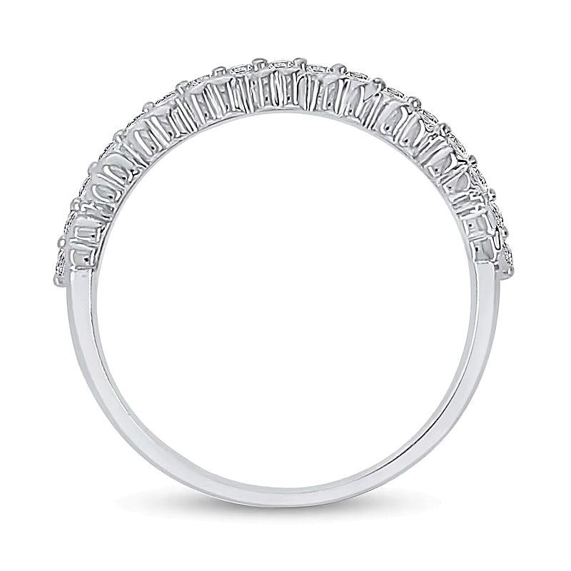 0.2 CT. TW Diamond Edge Hearts Stacked Band in 10K White Gold
