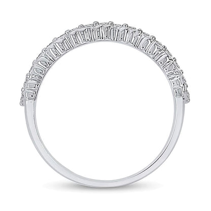 0.2 CT. TW Diamond Edge Hearts Stacked Band in 10K White Gold